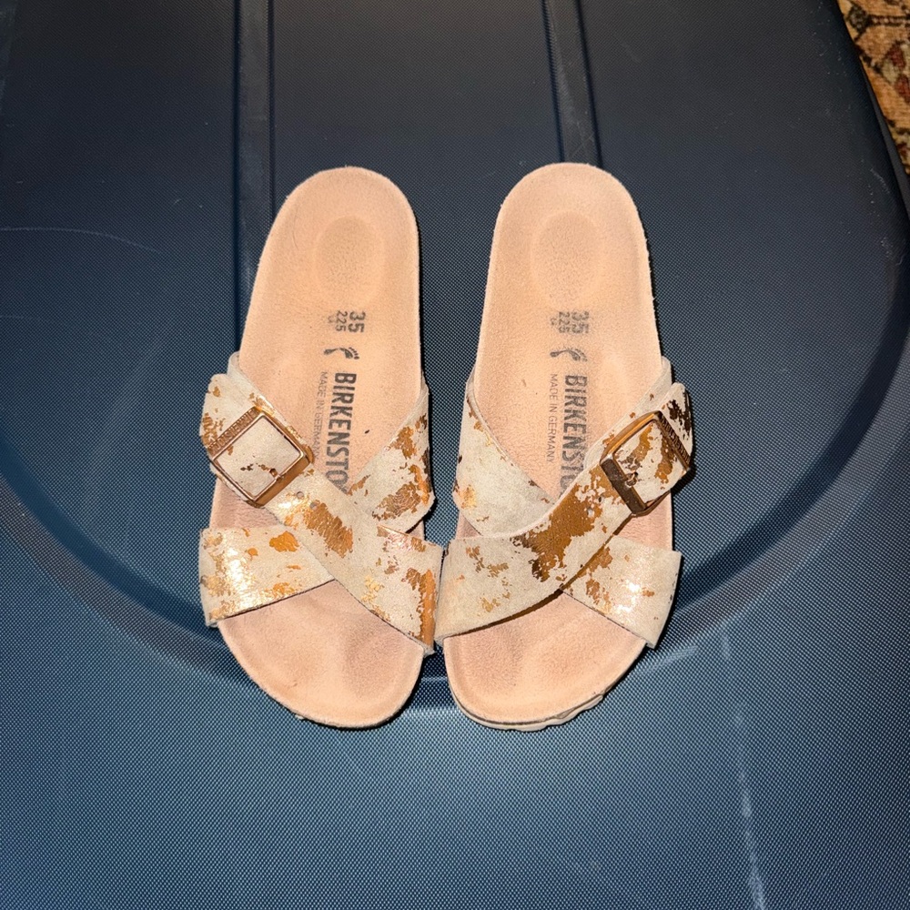 Birkenstock Sandals - Gold and Tan